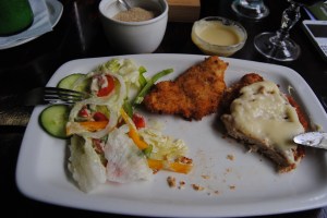 One of the best chicken schnitzels I have had for lunch at Beaver Creek Coffee farm, Port Edward, Kwa-Zulu Natal, SA